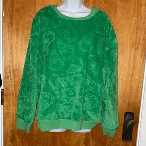 Dr. Suess The Grinch Crewneck Sweatshirt Size Large Furry Green